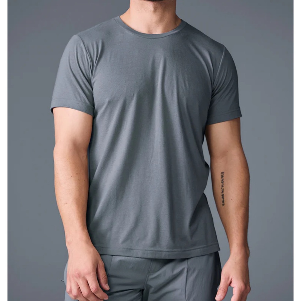 ALO Yoga Men's Steel Gray Short Sleeve Triumph Tee